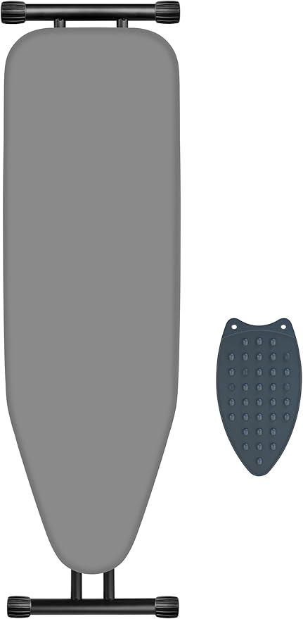 Ironing Board, Compact and Space Saver,Size 13 x 43 | Metal Construction Ironing Boards with Extra Thick Heavy Duty Padded, Stable Structure,Skid Feet, Premium Iron Board (grey)