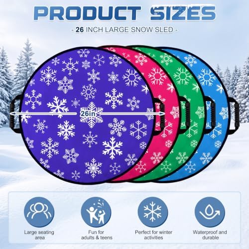 26" Foldable Snow Sleds with Handles for Adult