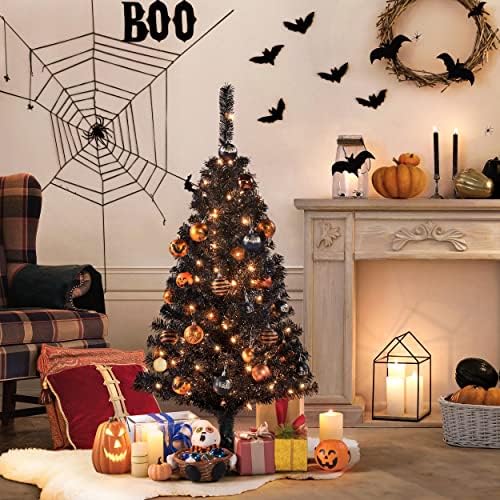 Yaheetech 4ft Pre-lit Artificial Small Christmas Tree with Stand, Black