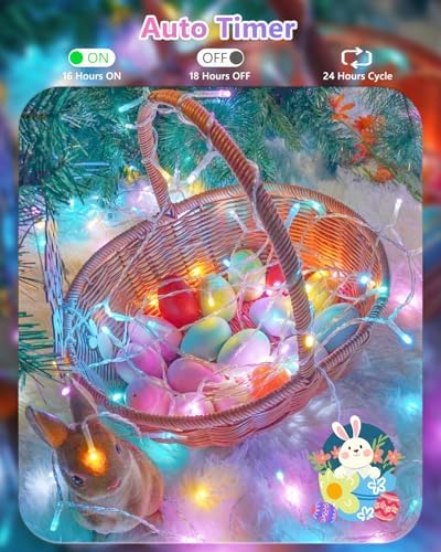2 Pack 100 LED Easter Lights Battery Operated String Twinkle Fairy Lights