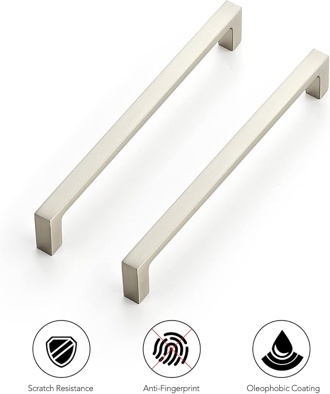 Ravinte 25 Pack Solid 6-1/4 Inch Square Cabinet Handles - Brushed Nickel Drawer Pulls - Kitchen Cabinet Hardware Handles