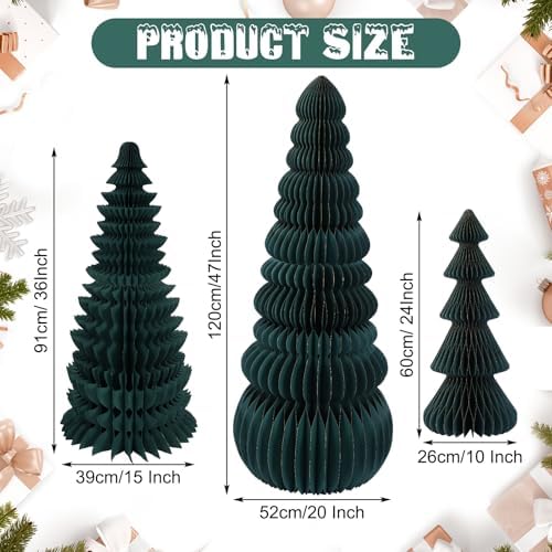3 Pcs Large Honeycomb Christmas Tree,Classic,Green