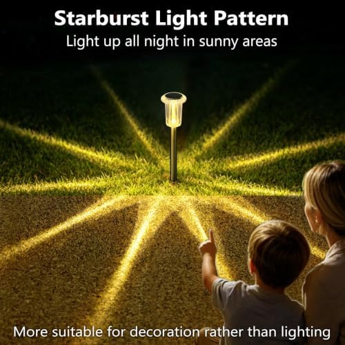 DenicMic 10 Pack Solar Pathway Lights Outdoor Waterproof Warm White LED