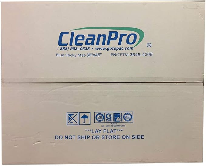 Disposable Cleanroom Adhesive Sticky Floor Mats, 36" x 45", Tacky Peel‑Off Mats, 30 Sheets, 4‑Pack, Blue