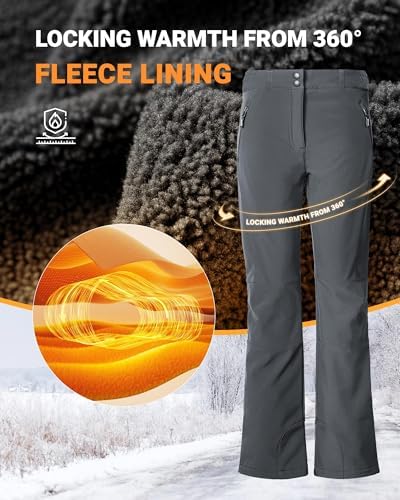 Outdoor Ventures Fleece Lined Waterproof Pants Women Ski Snow Hiking Warm