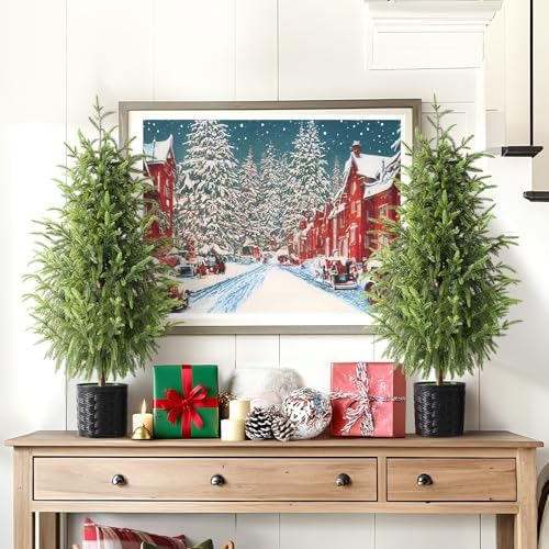 Christmas Decorations, 2 Pack 3FT Artificial Norfolk Pine Tree