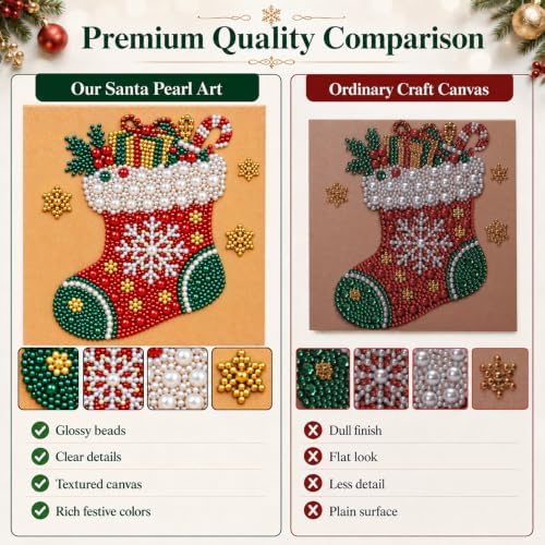 Diamond and Pearl Art Kits for Adults, Christmas Decorations, Framed Decor