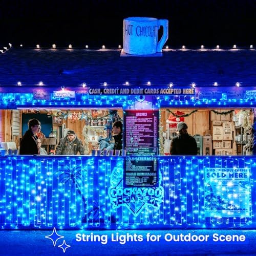 2 Pack 200 LED Battery Operated String Lights, Twinkle Fairy Lights Blue
