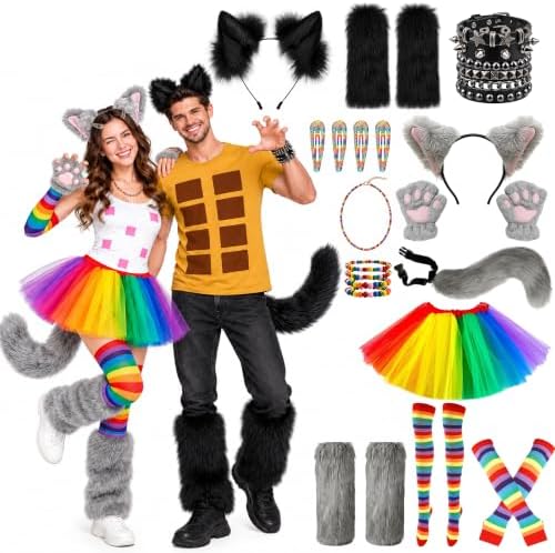 18 Pcs Halloween Rainbow Cat Costume Outfit Funny Couples Halloween Costume