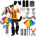 18 Pcs Halloween Rainbow Cat Costume Outfit Funny Couples Halloween Costume