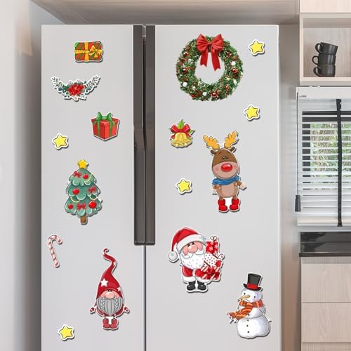Magnetic Christmas Tree for Refrigerator, Soft Magnetic Ornaments Set, Reusable Holiday Decor for Kids & Family, Fun Xmas Decoration for Home, Kitchen, Office (Xmas Tree-B)