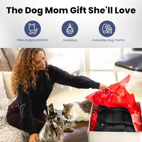 Rubyloo Mini Lint Roller Bundle Travel Size Pet Hair Remover with Retractable Cover & Black Puffer Tote Bag with Bowls Food Storage for Dog Mom Essentials Gift Set