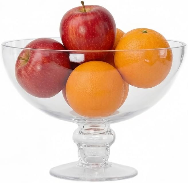 CYS EXCEL Glass Decorative Footed Bowl (H:6" D:8") | Fruit Display Terrarium Compote Vase Kitchen Table Centerpiece