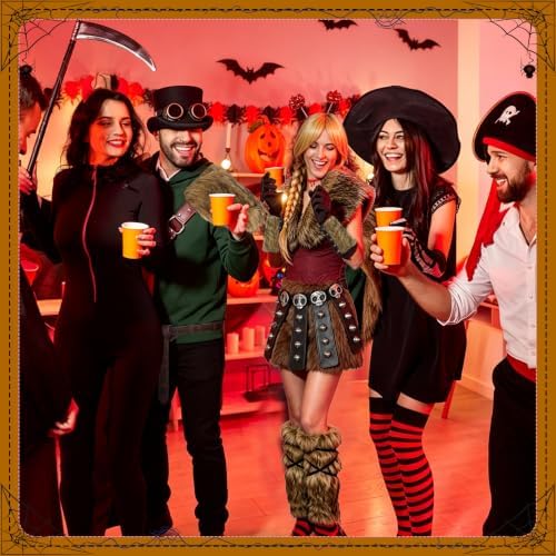 6 Pcs Halloween Couple Viking Costume Set Renaissance Faire Accessories