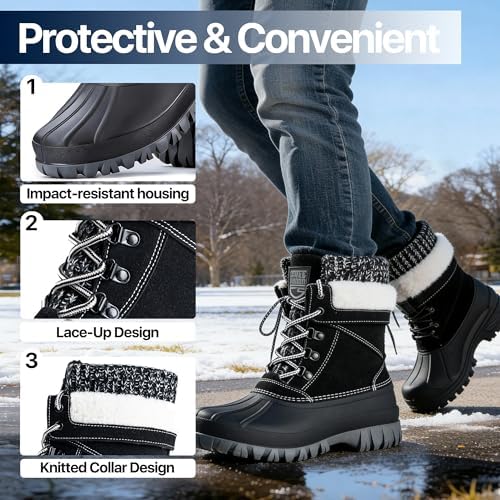FREE SOLDIER Women's Waterproof Winter Cold Weather Snow Boots for Women Outdoor Fashion Duck Boots Comfortable Insulated