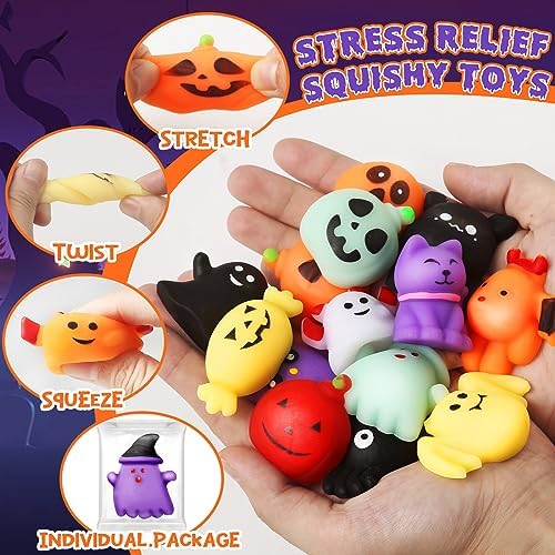 AuroTops 60PCS Halloween Squeeze Toys for Kids, Halloween Party Favors