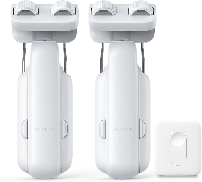 SwitchBot 2025 Automatic Curtain Opener 2 Packs with Remote, Bluetooth Remote Control, WiFi&APP Control, Upgraded High-Performance, Add Hub to Work with Alexa, Google Home, HomeKit