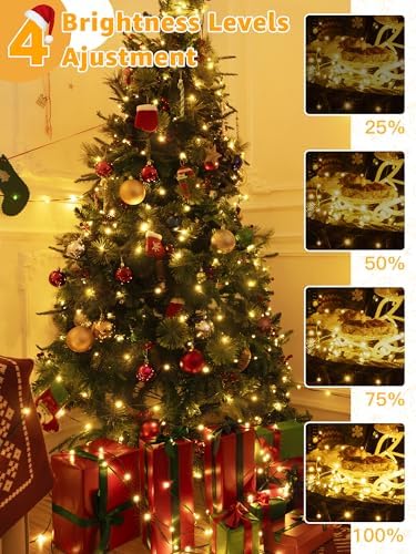 BrightChristmas Christmas Lights 1200 LED 394 FT, Waterproof Outdoor String Lights with Remote and Timer, Christmas Tree Lights with 8 Modes Dimmable, Fairy Lights for Holiday Decor (Warm White)