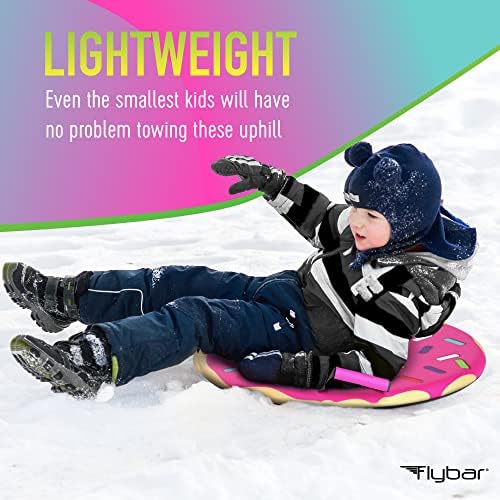 Flybar Snow Sled for Kids and Toddlers- Foam Saucer Disc, Ages 5+, Easy Grip Handles, Durable with Slick Bottom & PE Core Build, Lightweight Snow Boards, Snowboard Toys for Outdoor, Up to 110 lbs, 26"