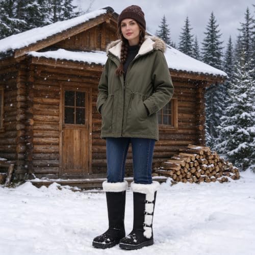 Women's Mid Calf Furry Snow Boots Warm Winter Boots