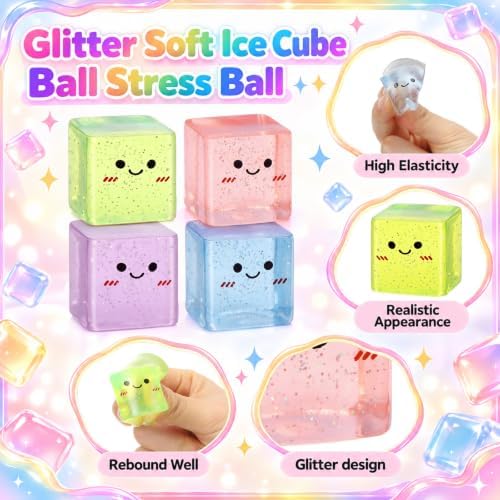Thenshop 24 Pcs Glitter Ice Cube Ball 8 Colors