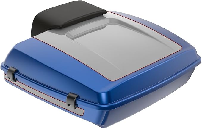 Advanblack Road Glide Tour Trunk Pack Bright Billiard Blue/Billiard Gray Razor Tour Trunk Pack Backrest Pad for '97-'25 Harley Touring Road King Street Glide Electra Glide CVO Models