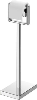 Silver Toilet Paper Holder Stand，Stainless Steel Toilet Paper Holder Free Standing，Stable Weighted Base Floor Tissue Roll Holder for Bathroom，Modern Pivoting Toilet Paper Stand