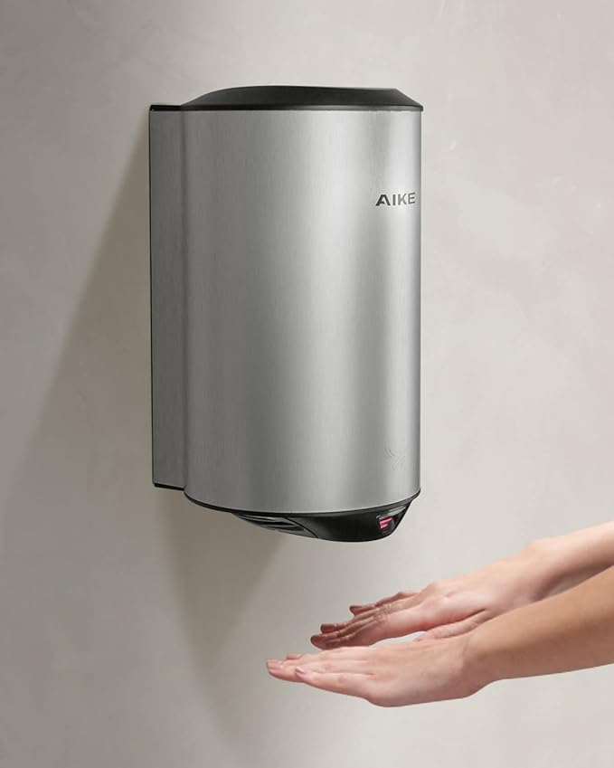 AIKE Air Focus Compact Hand Dryer UL Listed 120V 1350W Brush Stainless Steel Finish