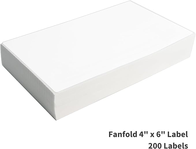 L LIKED 200 4x6 Thermal Labels Fanfold, Direct Thermal Shipping Labels - Perforated and Strong Adhesive