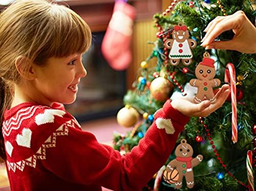 12pcs Christmas Gingerbread Man Ornaments for Christmas Tree Decorations Assorted Plastic Gingerbread Figurines Xmas Holiday Decorations 3 Inch Tall