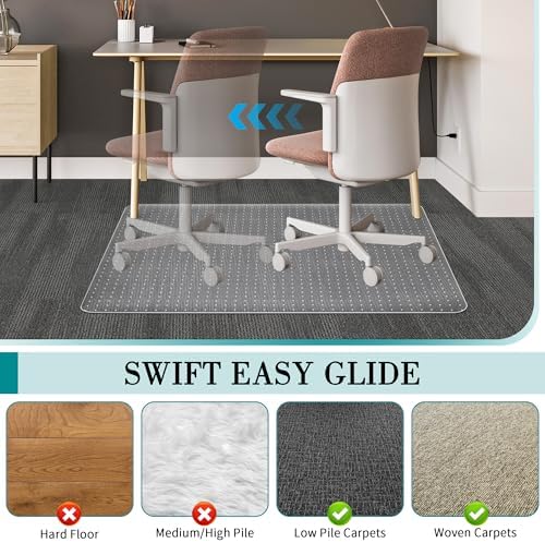 BesWin Office Chair Mat for Carpet, 30" x 48", Clear