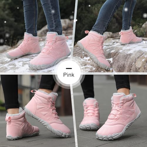 Womens Mens Barefoot Boots Shoes Minimalist Winter Snow Boots Warm Ankle Booties Zero Drop Sole Wide Toe Box Slip on Sneakers