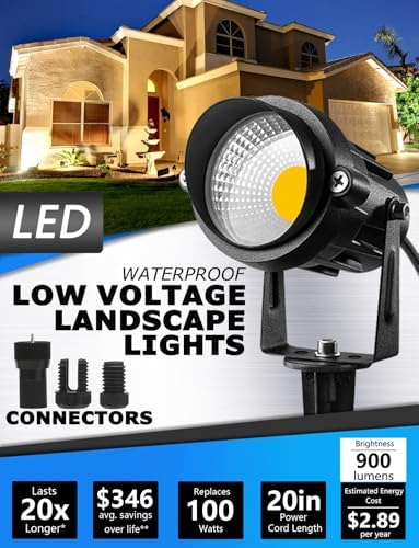 SUNVIE Low Voltage LED Landscape Lights Spot Lights with Connectors 10 Pack
