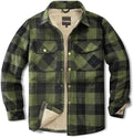 Men's Sherpa Cotton Flannel Shirt Jacket Plaid Button Coat Pocket