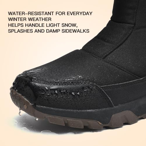 Nahomi Waterproof Snow Boots for Men, Warm Fur-Lined Side-Zip Winter Boots