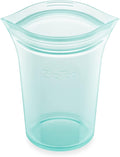 Zip Top Reusable Food Storage Bags | Small Cup [Teal] | Silicone Meal Prep Container | Microwave, Dishwasher and Freezer Safe | Made in the USA