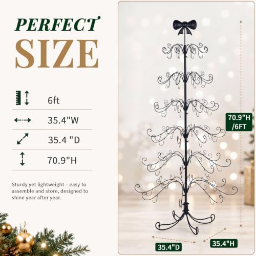 Karl Home 6 ft Wrought Iron Bow-Top Ornament Display Tree, Black