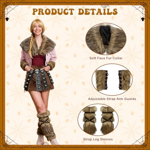 6 Pcs Halloween Couple Viking Costume Set Renaissance Faire Accessories