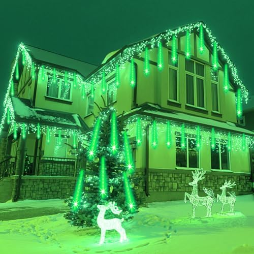 Weepong Halloween Lights Outdoor, Meteor Shower Christmas Lights 16 Tubes
