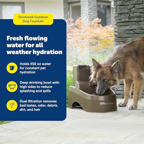 PetSafe Drinkwell Outdoor Dog Water Fountain, 2 Reservoirs, 450 oz, Taupe