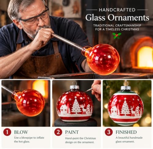 16 Pcs Vintage Glass Christmas Ornament Reflector Decor, 50S