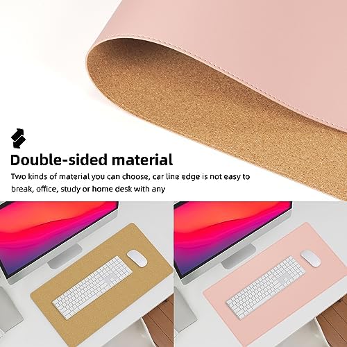 AFIING Leather Desk Pad Protector, Pink, 23.6" x 13.7"