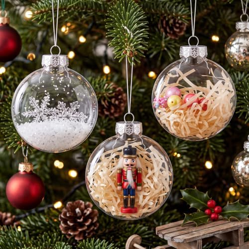 Wettarn 100 Pcs 3.15" Clear Plastic Disc Ornaments