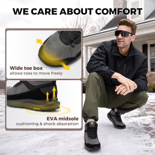 FitVille Wide Mens Snow Boots Fur Lined Winter Shoes Non Slip Lightweight