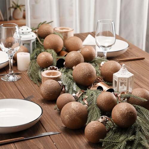 Yunlly 18 Pcs Neutral Christmas Ball Ornaments Textured Xmas Tree Decor Set