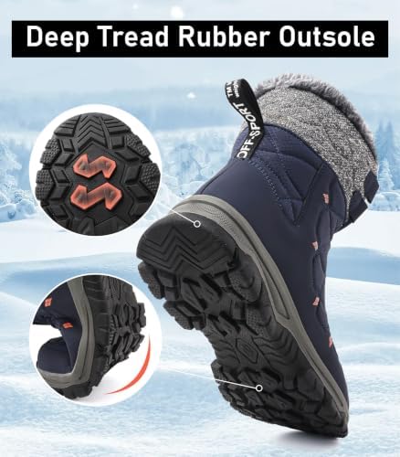 ziitop Men's Winter Snow Boots Waterproof Warm Fur Lined Insulated Boots