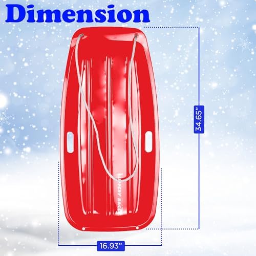 Slippery Racer Downhill Sprinter Flexible Kids Toddler Plastic Cold-Resistant Toboggan Snow Sled with Pull Rope and Handles -35 Inch