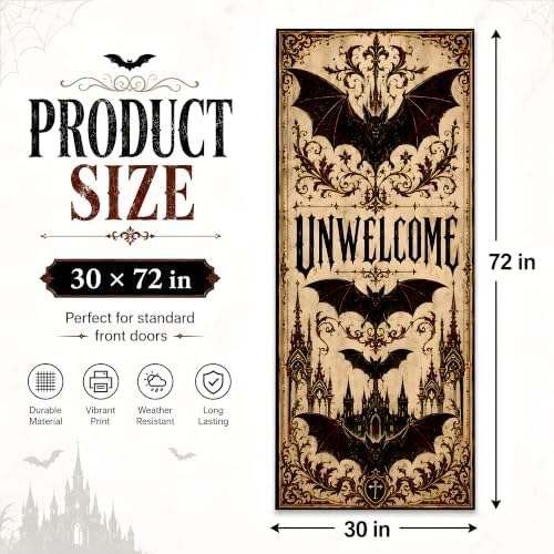 Halloween Decorations - UNWELCOME Gothic Halloween Door Cover