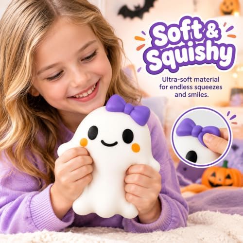 Halloween Ghost Squishy Toy, Cute White Ghost Squeeze Toy, B