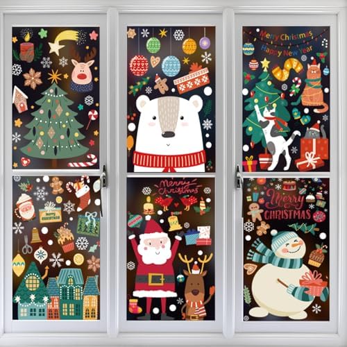 Christmas Window Clings for Glass Windows, Stickers for Window Decorations